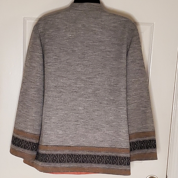 Fred Rothschild Grey Knit Jacket Embroidered Edge - Picture 9 of 9
